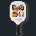 4 Photo Modern Trendy Simple Personalized Name Pickleball Paddle<br><div class="desc">4 Photo Modern Trendy Simple Heart Personalized Name Pickleball Paddle features four of your favourite photos with your personalized name in elegant red calligraphy script accented with a love heart. Personalize by editing the text in the text box provided. Perfect for birthday, Christmas, Mother's Day, baby showers, bridal showers, mom,...</div>