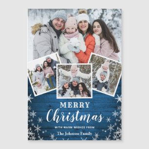 4 PHOTO Noël Rustique Bois Carte magnétique