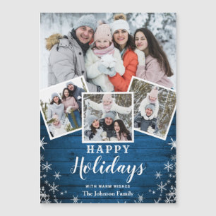 4 PHOTO Noël Rustique Bois Carte magnétique