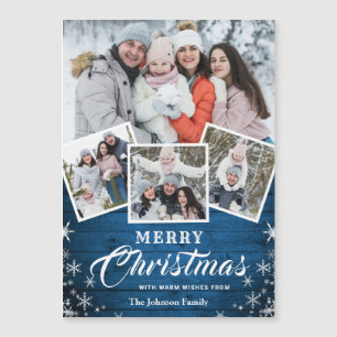 4 PHOTO Noël Rustique Bois Carte magnétique