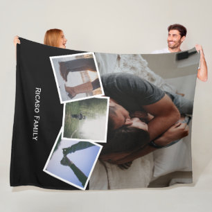 4 Photo Personalized change colour/click customize Fleece Blanket