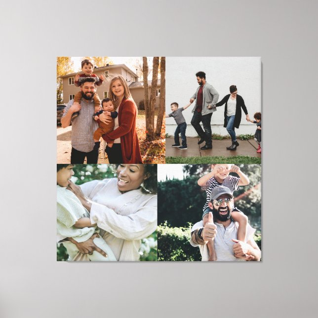  4 Photo Personalized Custom Collage Canvas Print (Front)