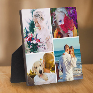 4 Photo Plaque With Stand Rounded White Template