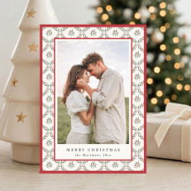 4 Photo Pretty Berry Botanical Pattern Christmas