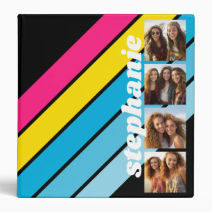 4 Photo Retro stripe pattern cmyk script name Binder