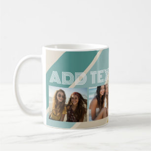 4 Photo Retro stripe pattern funky name Coffee Mug