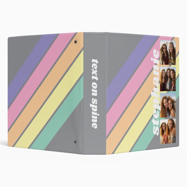 4 Photo Retro stripe pattern pastels Binder (Background)