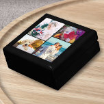 4 Photo Round Corners Black Gift Box<br><div class="desc">Personalized photo template jewellery or gift box featuring 4 changeable photos and round corners. A great unique gift for a loved one in the family.</div>