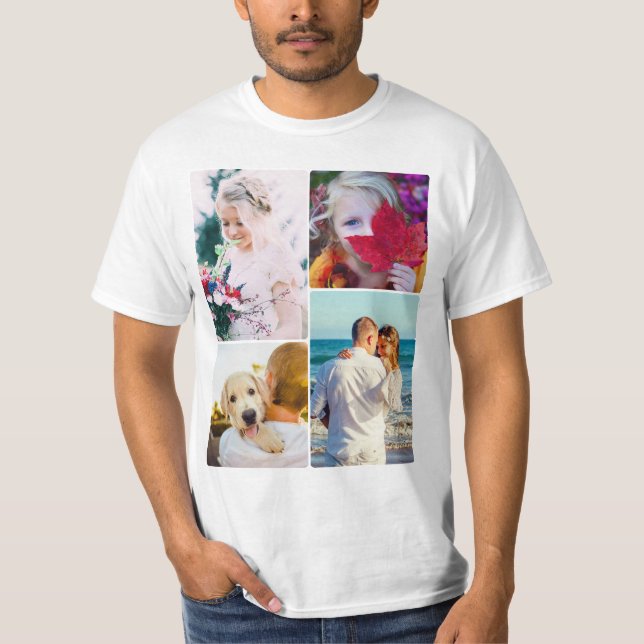 4 Photo Rounded Template T-Shirt (Front)