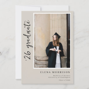 4 Photo Script Neutral 2025 Graduation Invitations