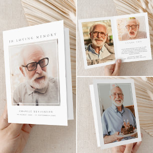 4-Photo Simple Modern Loving Memory Funeral Thank You Card