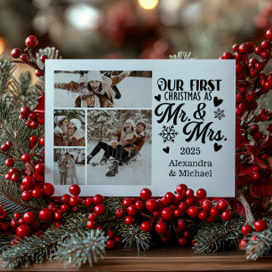 4 Photo Snowflakes Christmas Mr and Mrs  Holiday Card