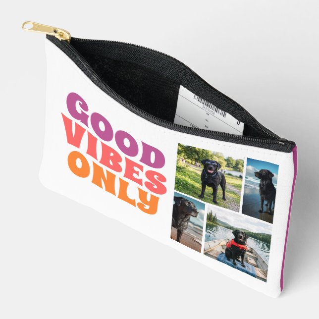 4 Photo Template Make Your Own Good Vibes Only Accessory Pouch (Open)