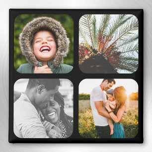 4 Photo Template Square Grid Rounded Frame Fridge Magnet