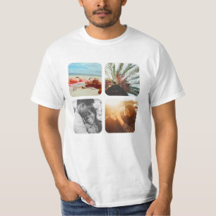 4 Photo Template Square Grid Rounded Frame T-Shirt