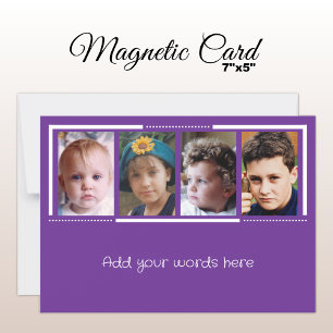 4 photo texte personnalisé carte magnétique violet