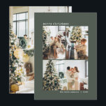 4 Photo Typewriter Minimalist Sage Green Christmas Holiday Card<br><div class="desc">Minimalist 4 Photo ( 3 photo collage on front,  1 photo on back) Typewriter Typography Merry Christmas Holiday Card in Sage Green</div>