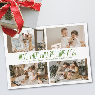 4 Photo Very Merry Christmas Holiday Card