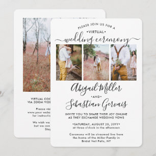 4 Photo Virtual Wedding Livestream Long Distance Invitation
