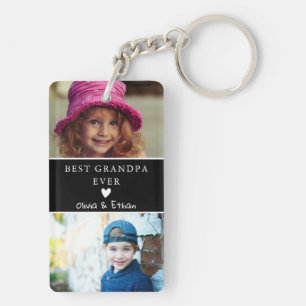 4 Photo We Love You Best Grandpa Ever Black Keychain
