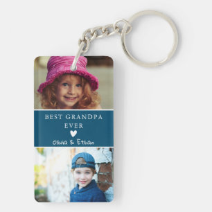4 Photo We Love You Best Grandpa Ever Ocean Blue Keychain