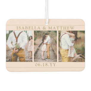 4 Photo Wedding Collage Blush Pink & Gold Heart Air Freshener