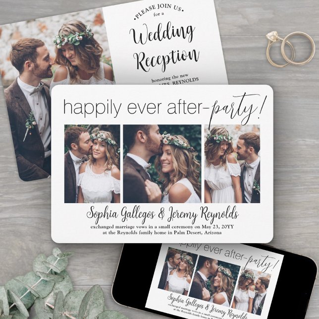 4 Photo Wedding Reception Happily Ever After Party Invitation (Creator Uploaded)