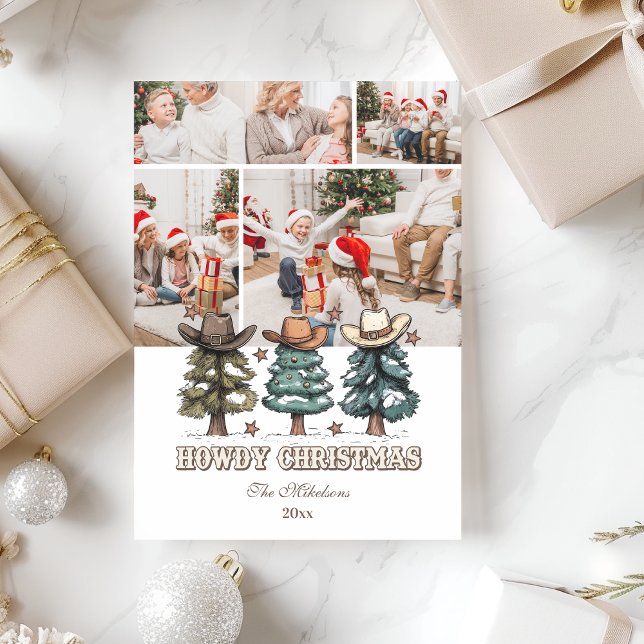 4 photo Western Howdy Christmas Holiday Card (Creator Uploaded)