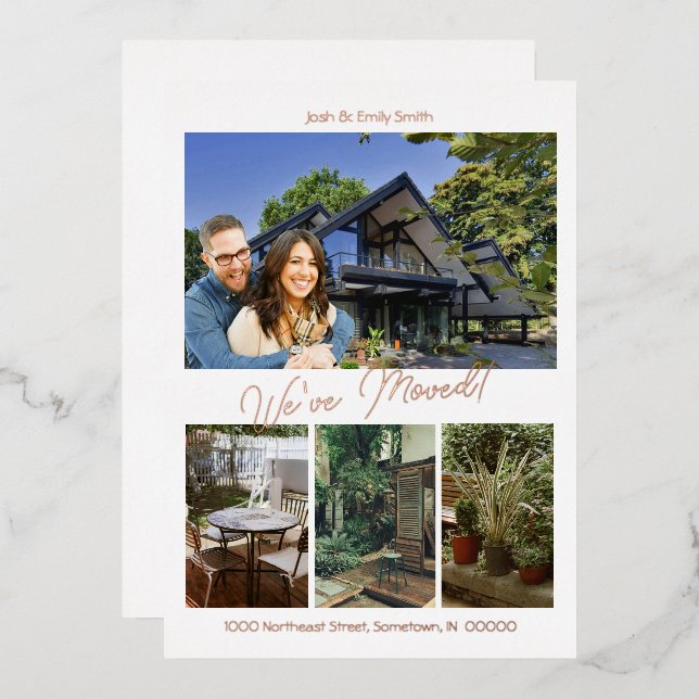 4 Photo We've Moved 5 x 7 Foil Print Announcement  (Front/Back)
