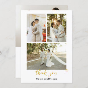 4 Photographs Personalized Wedding Thank You Card