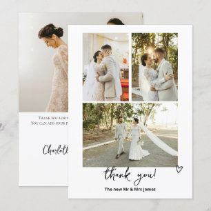 4 Photographs Personalized Wedding Thank You Card