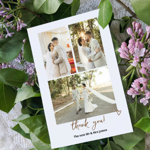 4 Photographs Personalized Wedding Thank You Card