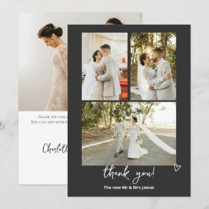 4 Photographs Personalized Wedding Thank You Card