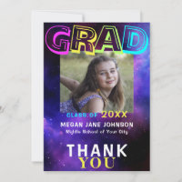 4 Photos 8th grade graduate class of year neon