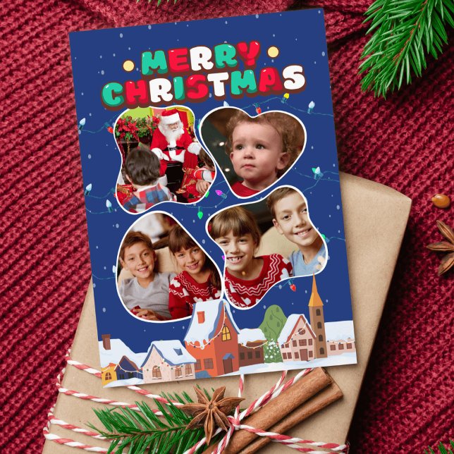 4 photos abstrait cadre collage carte postale de N (4 photos abstract frame collage Christmas postcard on a Christmas present)
