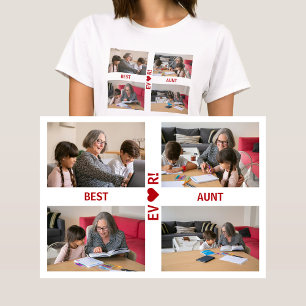 4 Photos Best Aunt Ever Heart Love Photo Collage T-Shirt
