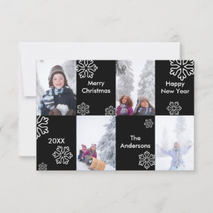 4 Photos Black Background Snow - 3x5Christmas Card