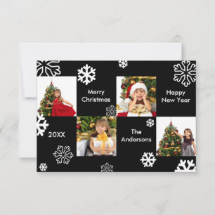 4 Photos Carrées Fond Noir - Carte de Noël 3x5