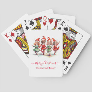 4 Photos Christmas elves  Playing Cards