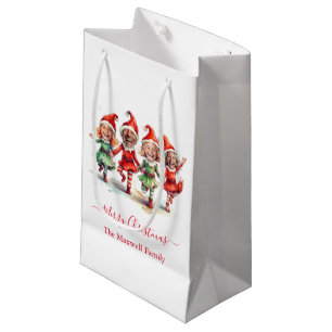 4 Photos Christmas elves Small Gift Bag