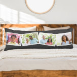 4 Photos Collage Family Name & Custom Text - Grey Body Pillow<br><div class="desc">This chic and modern body pillow offers plenty of space to show off your favourite family photos (it's snuggly too!). The template is set up ready for you to add 4 photos, your family name and the year (and/or your custom text). Your photos will be laid out in a zigzag...</div>