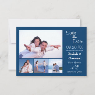 4 Photos Collage Navy - 3x5 Save the Date