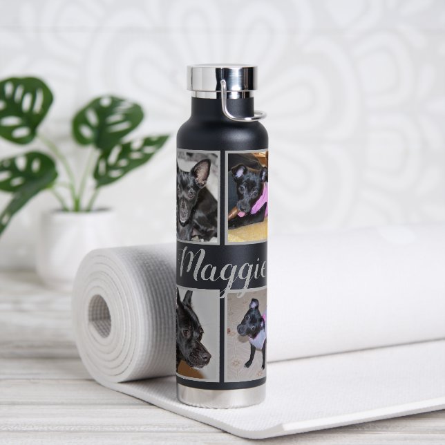 4 Photos Customizable | Black Water Bottle (Yoga)