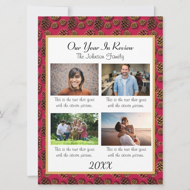 4 Photos Family Year In Review Personalize Holiday (Front)