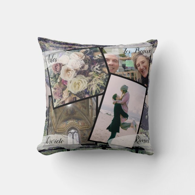 4 Photos HoneyMoon Steampunk Throw Pillow (Front)