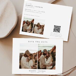 4 Photos Modern Boho Wedding QR Code Save The Date