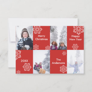 4 Photos Red Background - 3x5 Christmas Card