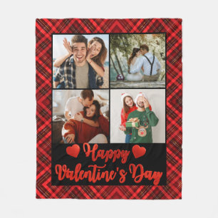 4 Photos Romantic Couple Happy Valentine Day Red Fleece Blanket