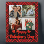 4 Photos Romantic Couple Happy Valentine' Day Red  Plaque<br><div class="desc">Girly Pink Personalized Photo and Name Fleece Blanket</div>
