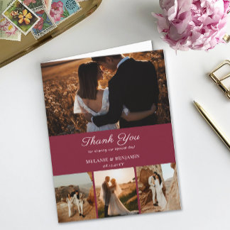 4 Photos Rose Pink Romantic Flower Thank You Card